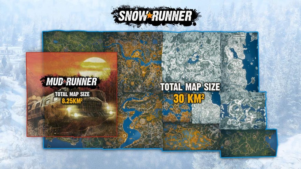 Różnica w skali między SnowRunner i MudRunner 